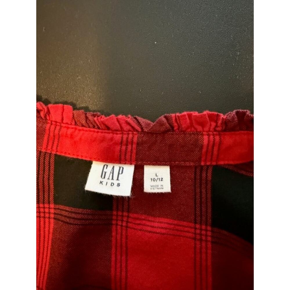 Gap Girl's Plaid Pattern Dress Stretch Waistline Breathable Red Black 10 - Picture 3 of 4